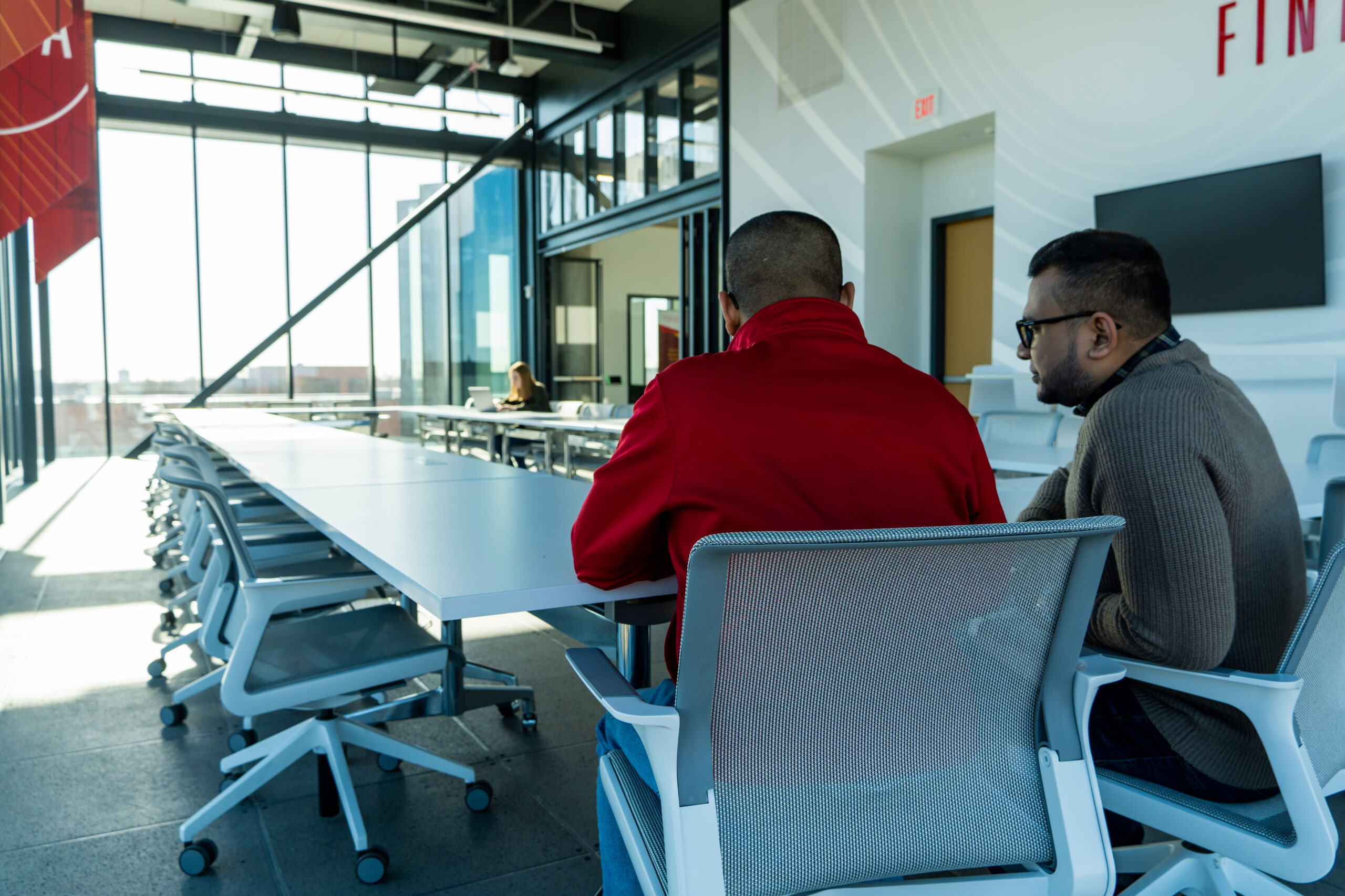 Image of students working in launchpad located on the fourth floor.